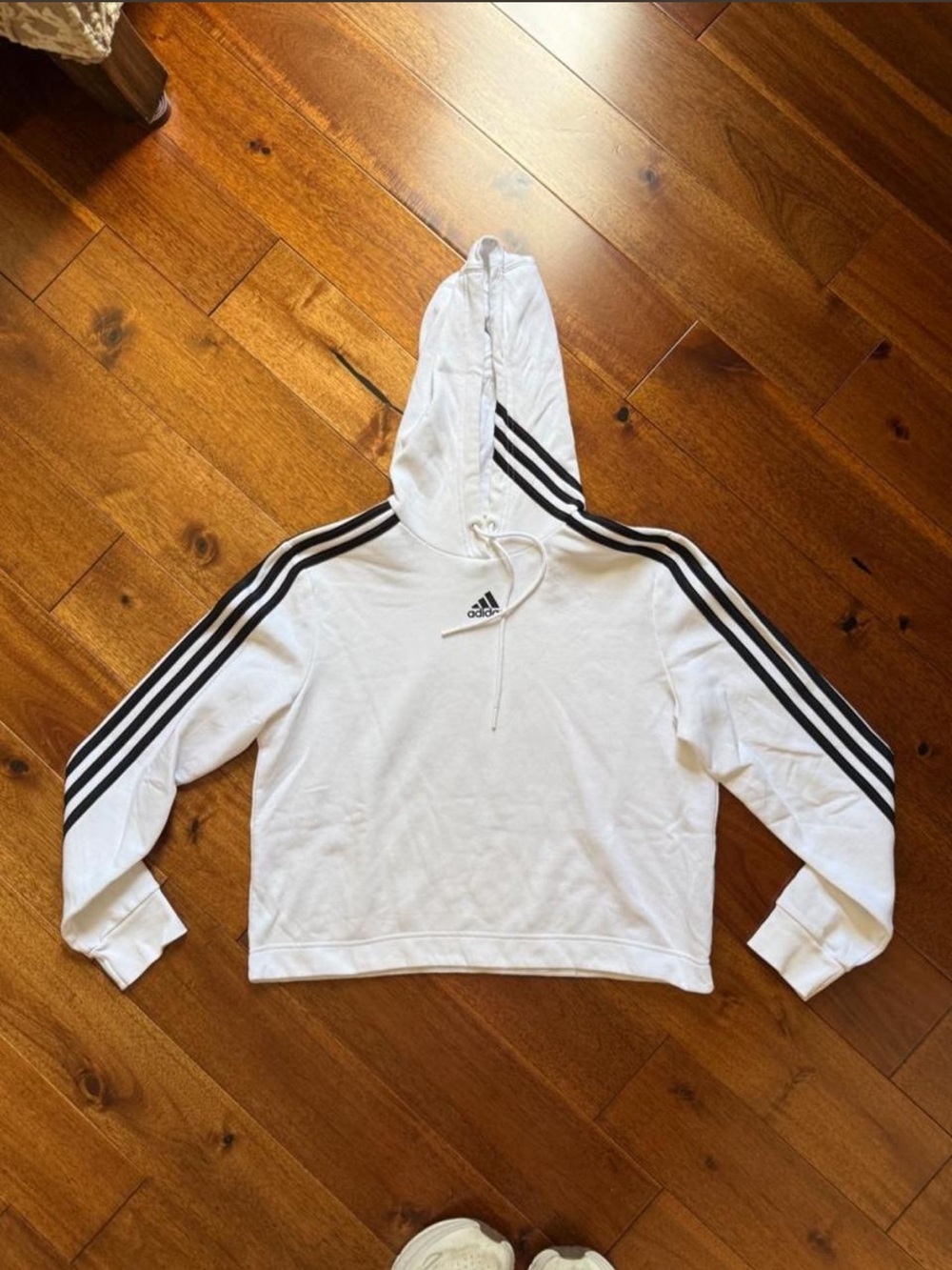 adidas cropped white hoodie